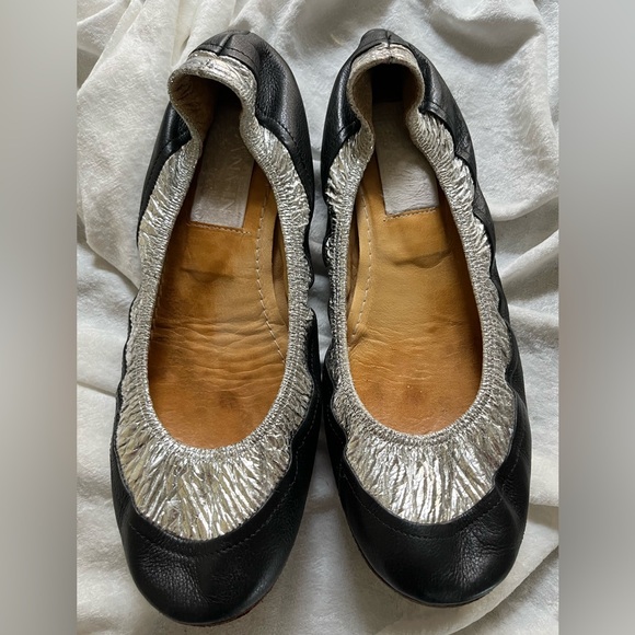 Lanvin flats ballerina 38 in black and metallic silver - Picture 3 of 4